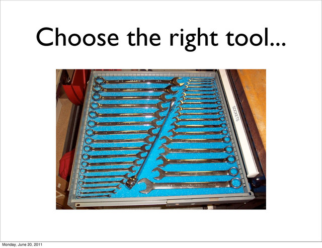 Choose the right tool...
Monday, June 20, 2011
