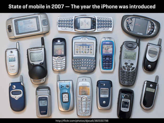 http://ﬂickr.com/photos/djwudi/382030798
State of mobile in 2007 — The year the iPhone was introduced
