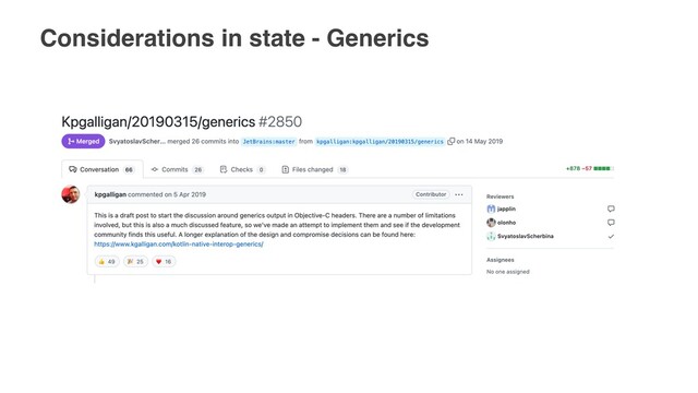 Considerations in state - Generics
