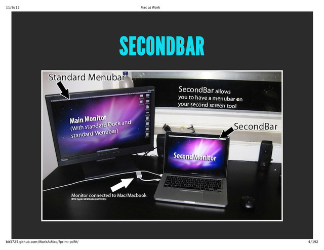 11/6/12 Mac at Work
4/192
bit3725.github.com/WorkAtMac/?print‑pdf#/
SECONDBAR
