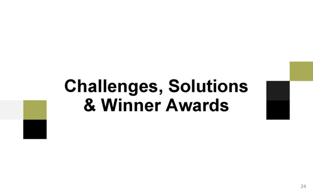 24
Challenges, Solutions
& Winner Awards
