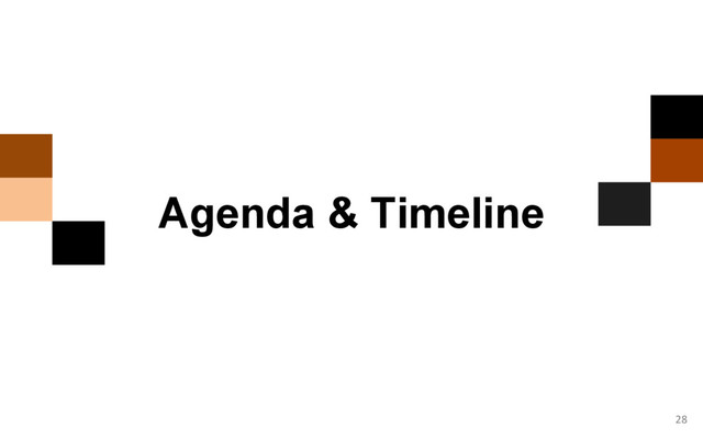 28
Agenda & Timeline
