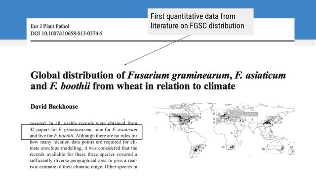 First quantitative data from
literature on FGSC distribution
