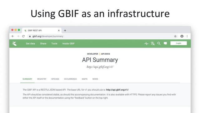 Using GBIF as an infrastructure
