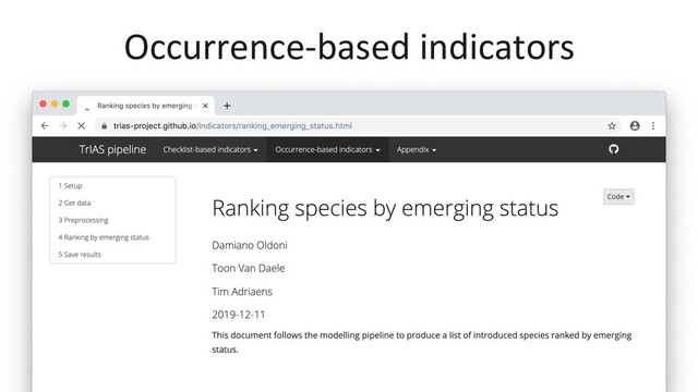 Occurrence-based indicators
