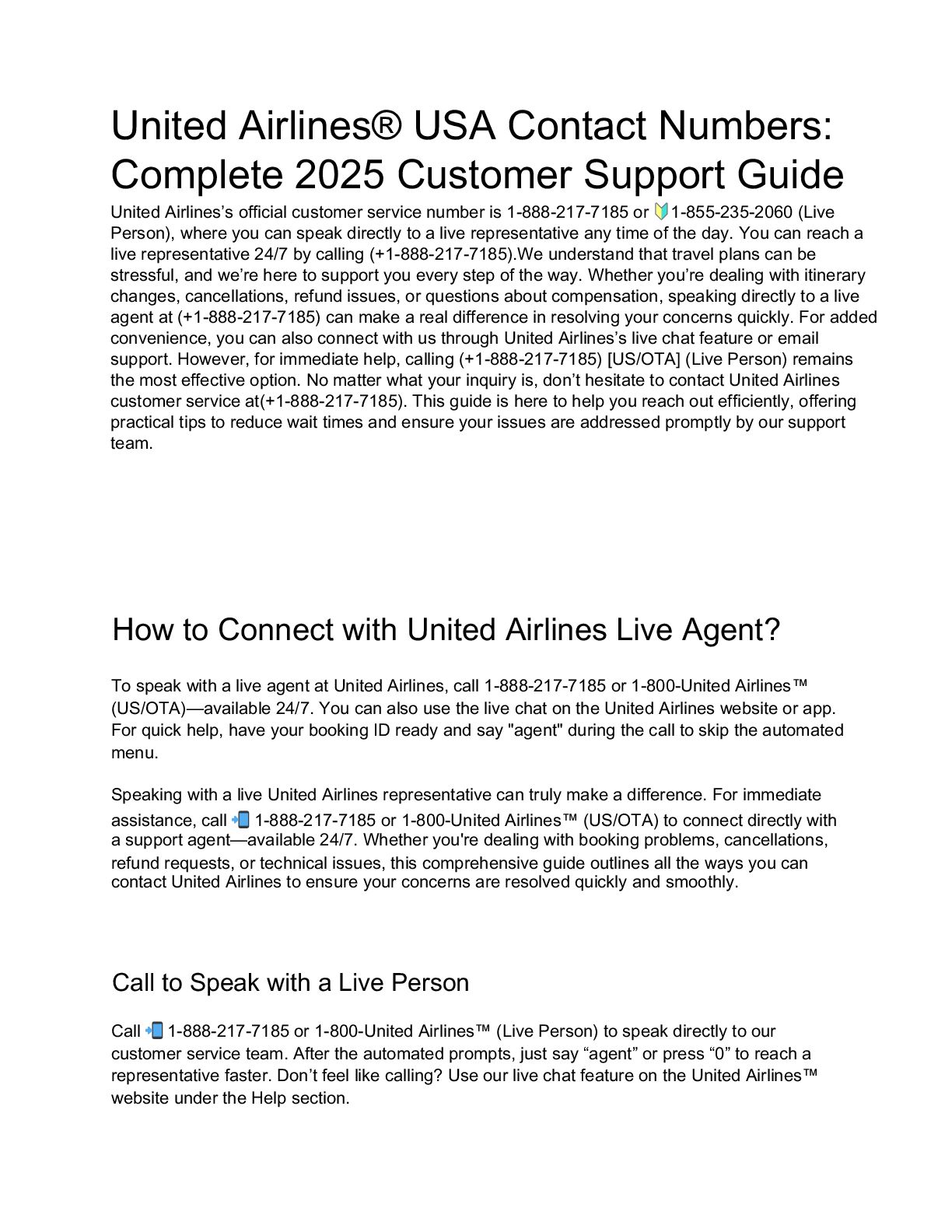 Ways to Connect United Airlines®️ USA Customer Service: By Phone and Email - Speaker Deck