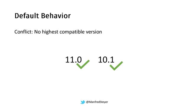 @ManfredSteyer
Conflict: No highest compatible version
11.0 10.1
