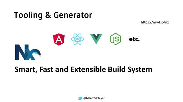 @ManfredSteyer
https://nrwl.io/nx
Smart, Fast and Extensible Build System
