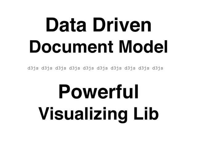 Data Driven !
Document Model
Powerful 
Visualizing Lib
d3js d3js d3js d3js d3js d3js d3js d3js d3js d3js
