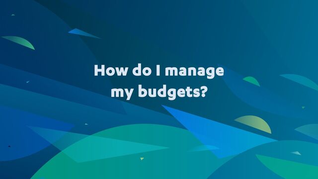 How do I manage
my budgets?
