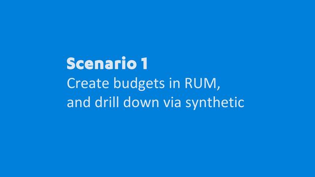 Scenario 1
Create budgets in RUM,
and drill down via synthetic
