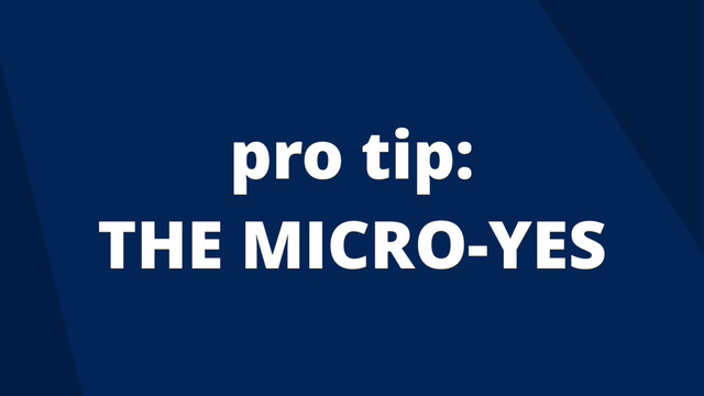 pro tip:
THE MICRO-YES
