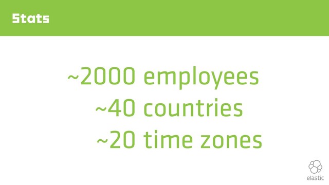 Stats
~2000
~40
~20
employees
countries
time zones
