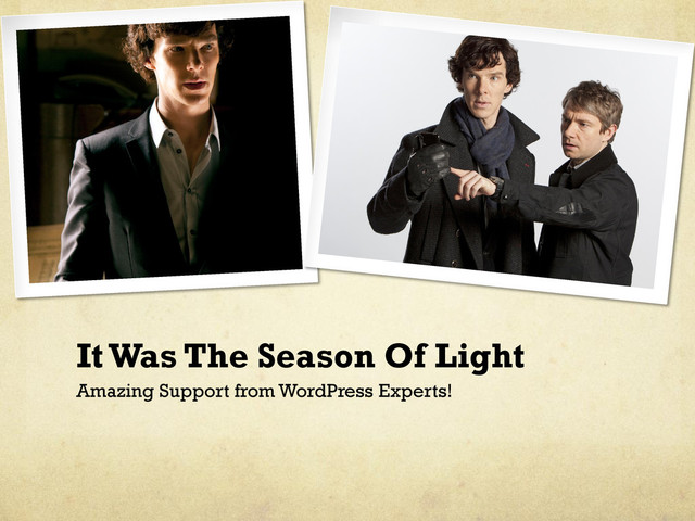 It Was The Season Of Light
Amazing Support from WordPress Experts!
