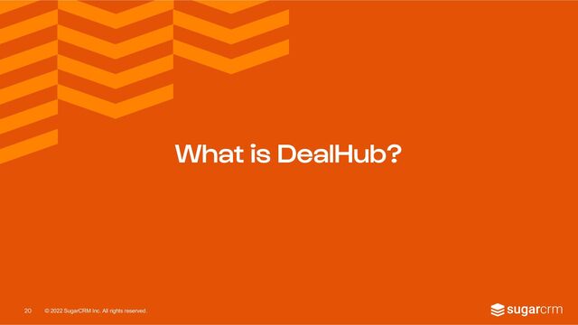 © 2022 SugarCRM Inc. All rights reserved.
What is DealHub?
20
