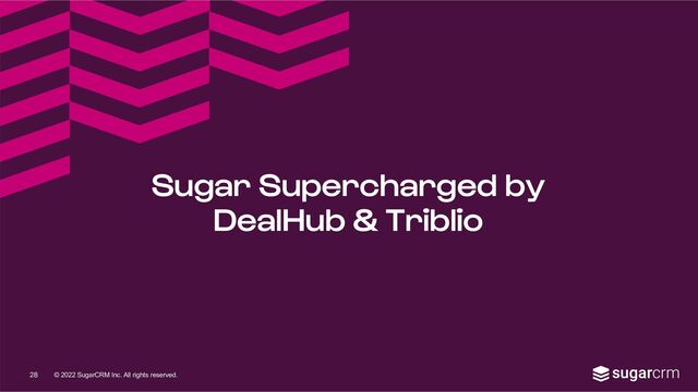 © 2022 SugarCRM Inc. All rights reserved.
Sugar Supercharged by
DealHub & Triblio
28
