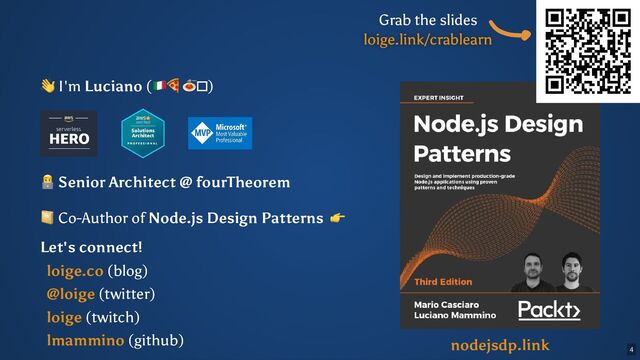 👋 I'm Luciano (
🍕🍝)
Senior Architect @ fourTheorem
nodejsdp.link
📔 Co-Author of Node.js Design Patterns
👉
Let's connect!
(blog)
(twitter)
(twitch)
(github)
loige.co
@loige
loige
lmammino
Grab the slides
4
