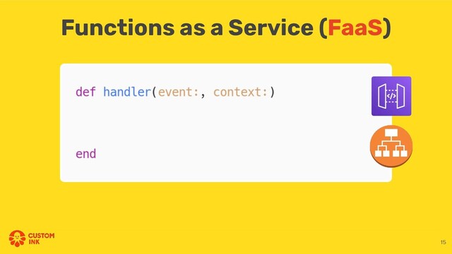 Functions as a Service (FaaS)
15
