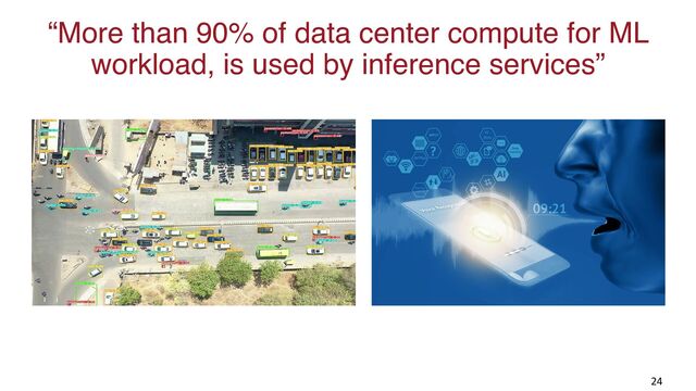 “More than 90% of data center compute for ML
workload, is used by inference services”
24
