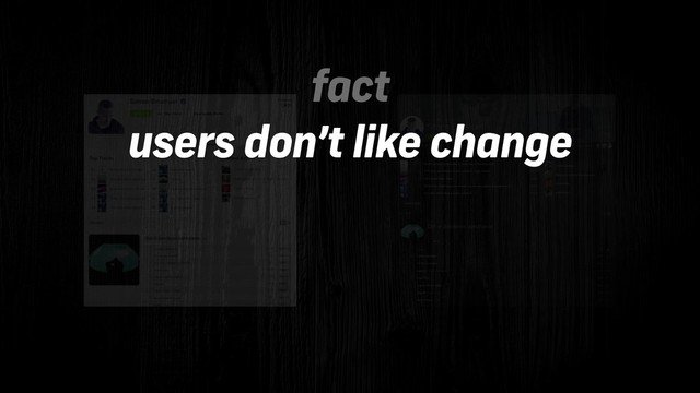fact
users don’t like change
