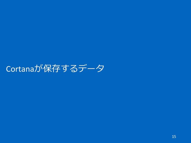 Cortanaが保存するデータ
15

