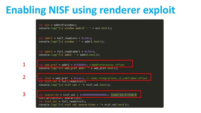 Enabling NISF using renderer exploit
1
2
3
