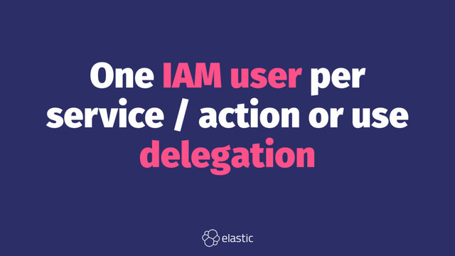 One IAM user per
service / action or use
delegation
