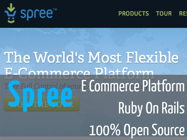 Spree E Commerce Platform
Ruby On Rails
100% Open Source
