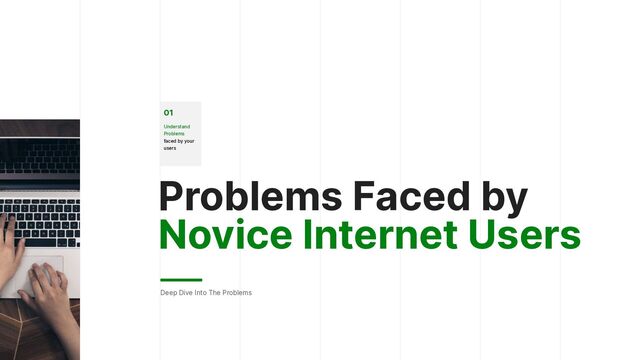 Problems Faced by
Novice Internet Users
Deep Dive Into The Problems
01


Understand
Problems
faced by your
users
