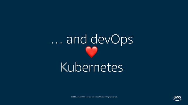 © 2019, Amazon Web Services, Inc. or its affiliates. All rights reserved.
… and devOps
❤
Kubernetes
