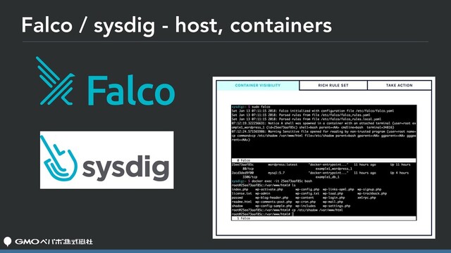 Falco / sysdig - host, containers

