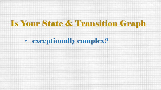 • exceptionally complex?
Is Your State & Transition Graph
