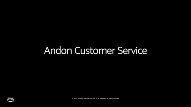 © 2020, Amazon Web Services, Inc. or its affiliates. All rights reserved.
Andon Customer Service
