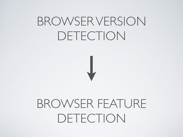 BROWSER VERSION
DETECTION
BROWSER FEATURE
DETECTION
