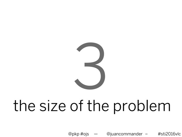 3
the size of the problem
@pkp #ojs — @juancommander – #sti2016vlc
