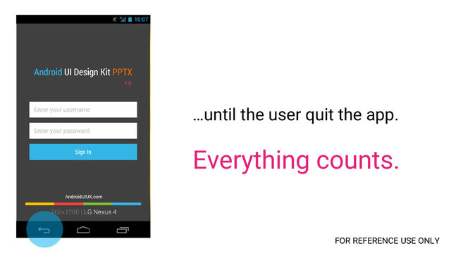 …until the user quit the app.
Everything counts.
FOR REFERENCE USE ONLY
