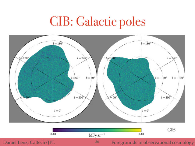 Daniel Lenz, Caltech/JPL Foregrounds in observational cosmology
CIB: Galactic poles
CIB
36
