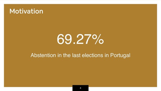 69.27%
Abstention in the last elections in Portugal
4
Motivation
