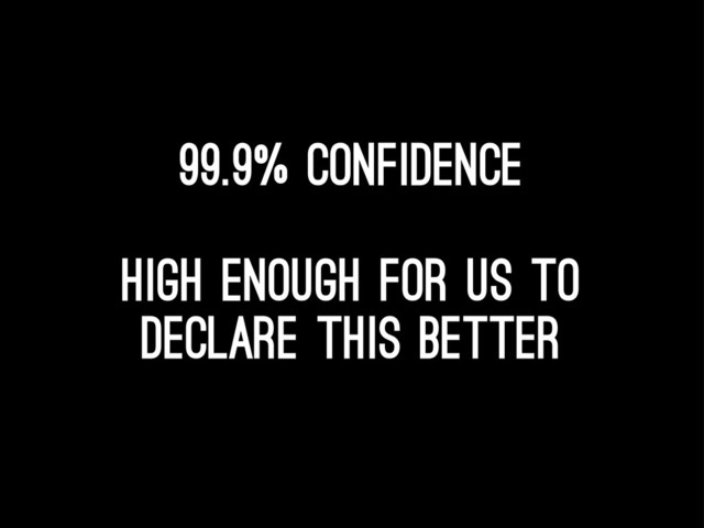 99.9% confidence
High enough for us to
declare this better
