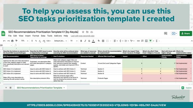 By @aleyda from @orainti for #seosummit
To help you assess this, you can use this


SEO tasks prioritization template I created
HTTPS://DOCS.GOOGLE.COM/SPREADSHEETS/D/15DD2VFZE203ZIKD-VTQLG3WG-YQY9A-HS5J7AT- S4JA/VIEW

