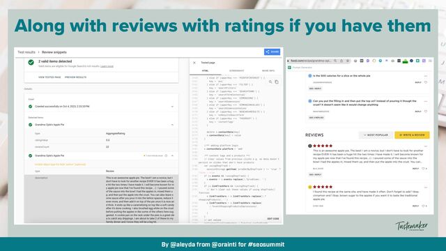 By @aleyda from @orainti for #seosummit
Along with reviews with ratings if you have them
