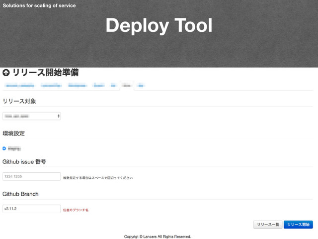 Deploy Tool
Solutions for scaling of service
