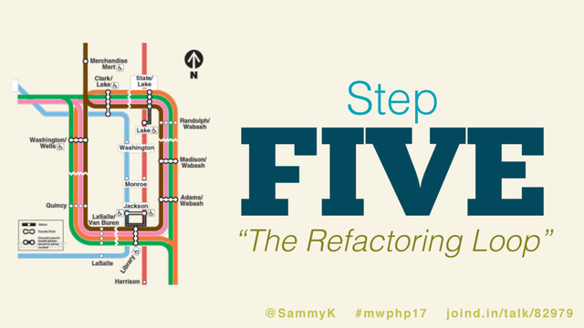 FIVE
Step
“The Refactoring Loop”
@SammyK #mwphp17 joind.in/talk/82979
