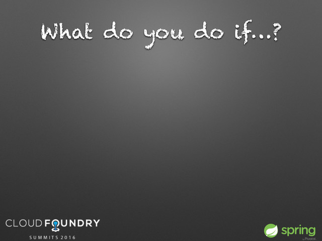 What do you do if…?
