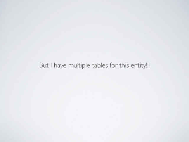 But I have multiple tables for this entity!!!
