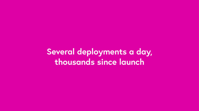 Several deployments a day,
thousands since launch
