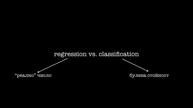 regression vs. classi
fi
cation
“реално” число булева стойност
