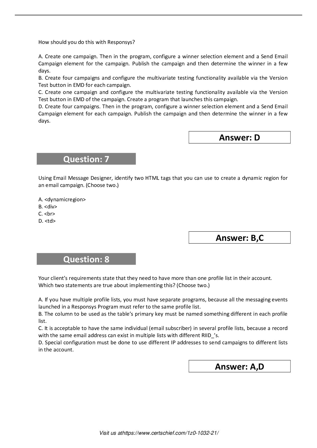 Latest 1Z0-1032-21 Exam Book