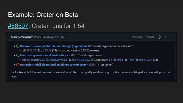 Example: Crater on Beta
#86597: Crater runs for 1.54
